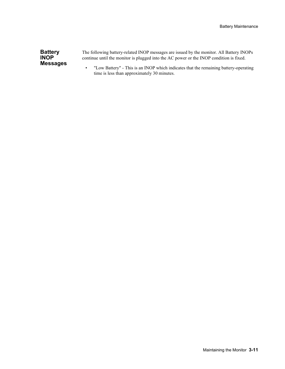 Battery inop messages, Battery inop messages -11 | Philips 862478 User Manual | Page 49 / 182