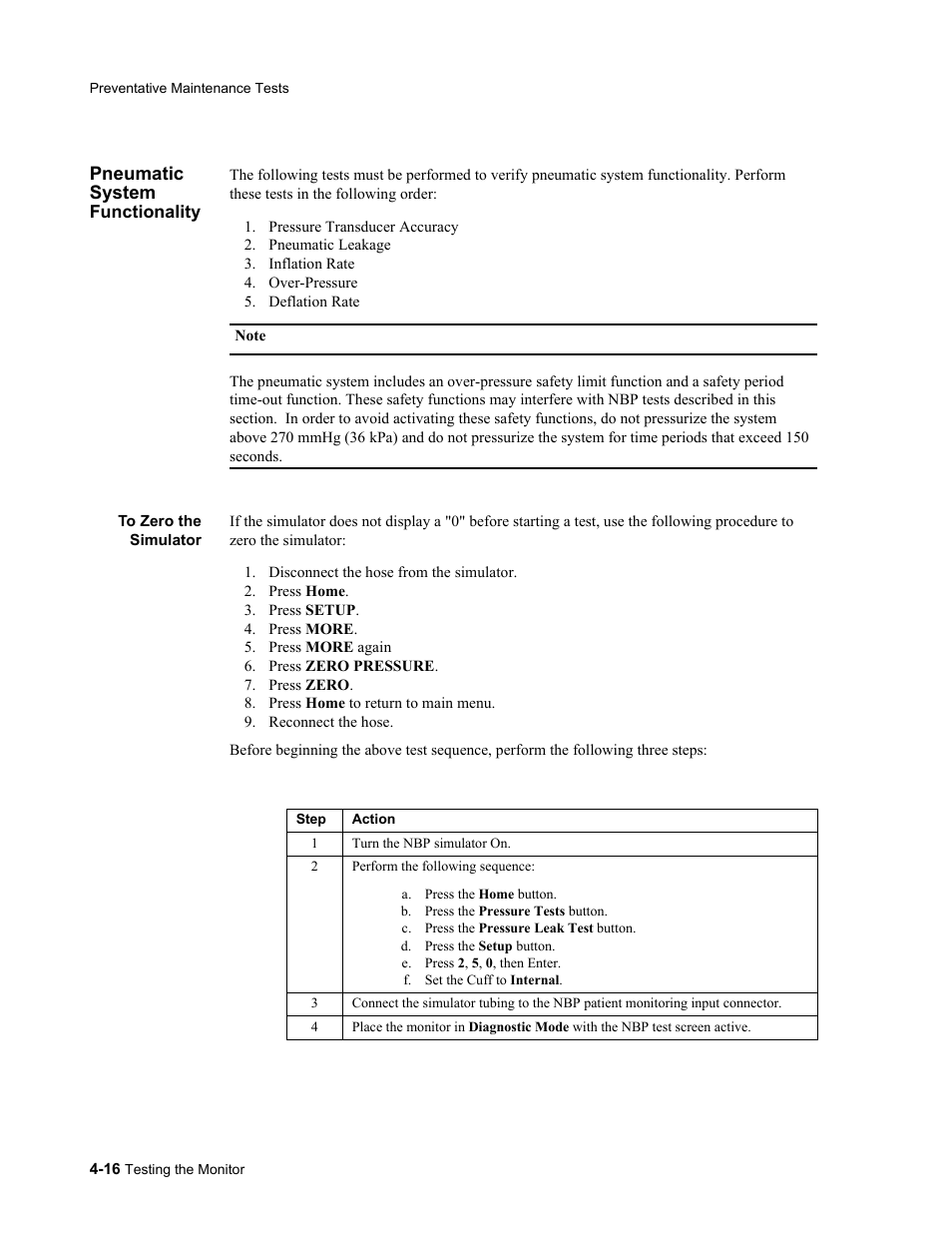 Pneumatic system functionality, To zero the simulator, Pneumatic system functionality -16 | To zero the simulator -16 | Philips 862478 User Manual | Page 66 / 182