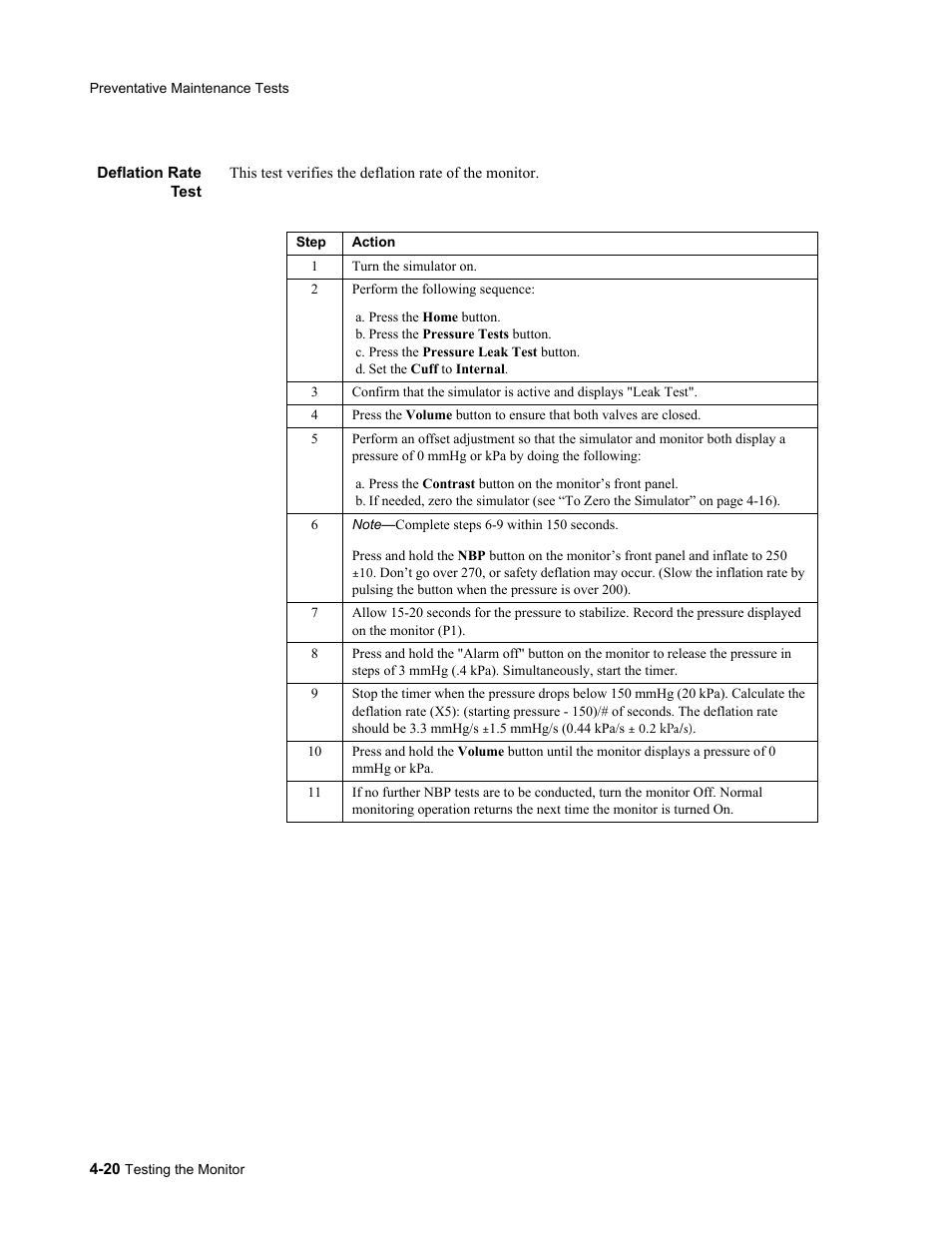 Deflation rate test, Deflation rate test -20 | Philips 862478 User Manual | Page 70 / 182