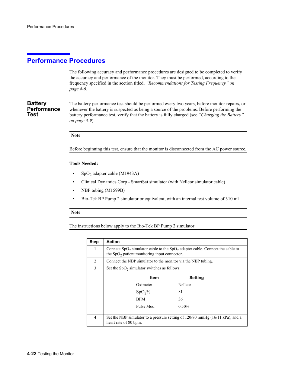 Performance procedures, Battery performance test, Performance procedures -22 | Battery performance test -22, Battery, Test | Philips 862478 User Manual | Page 72 / 182