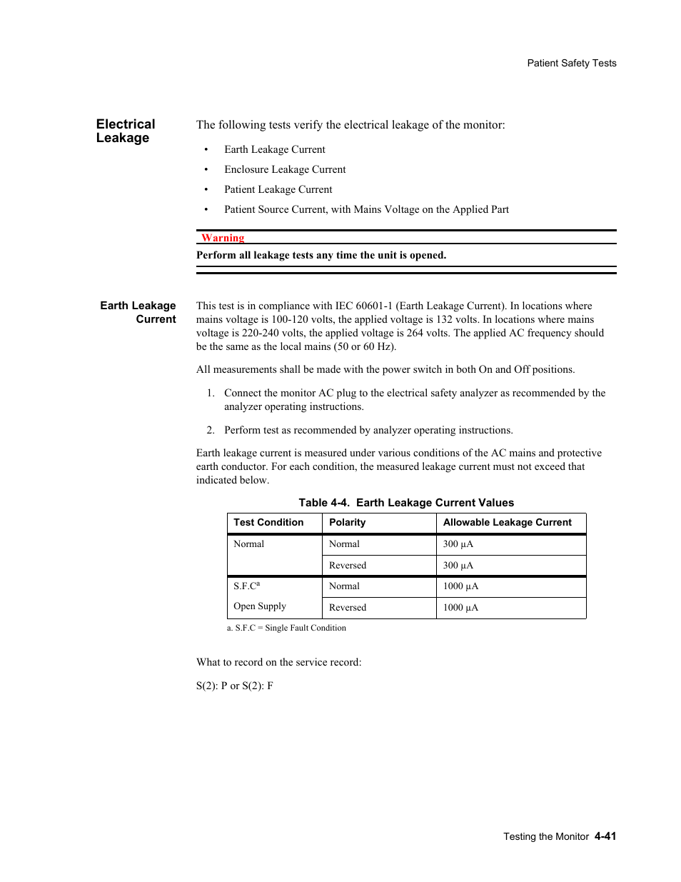 Electrical leakage, Earth leakage current, Electrical leakage -41 | Earth leakage current -41 | Philips 862478 User Manual | Page 91 / 182