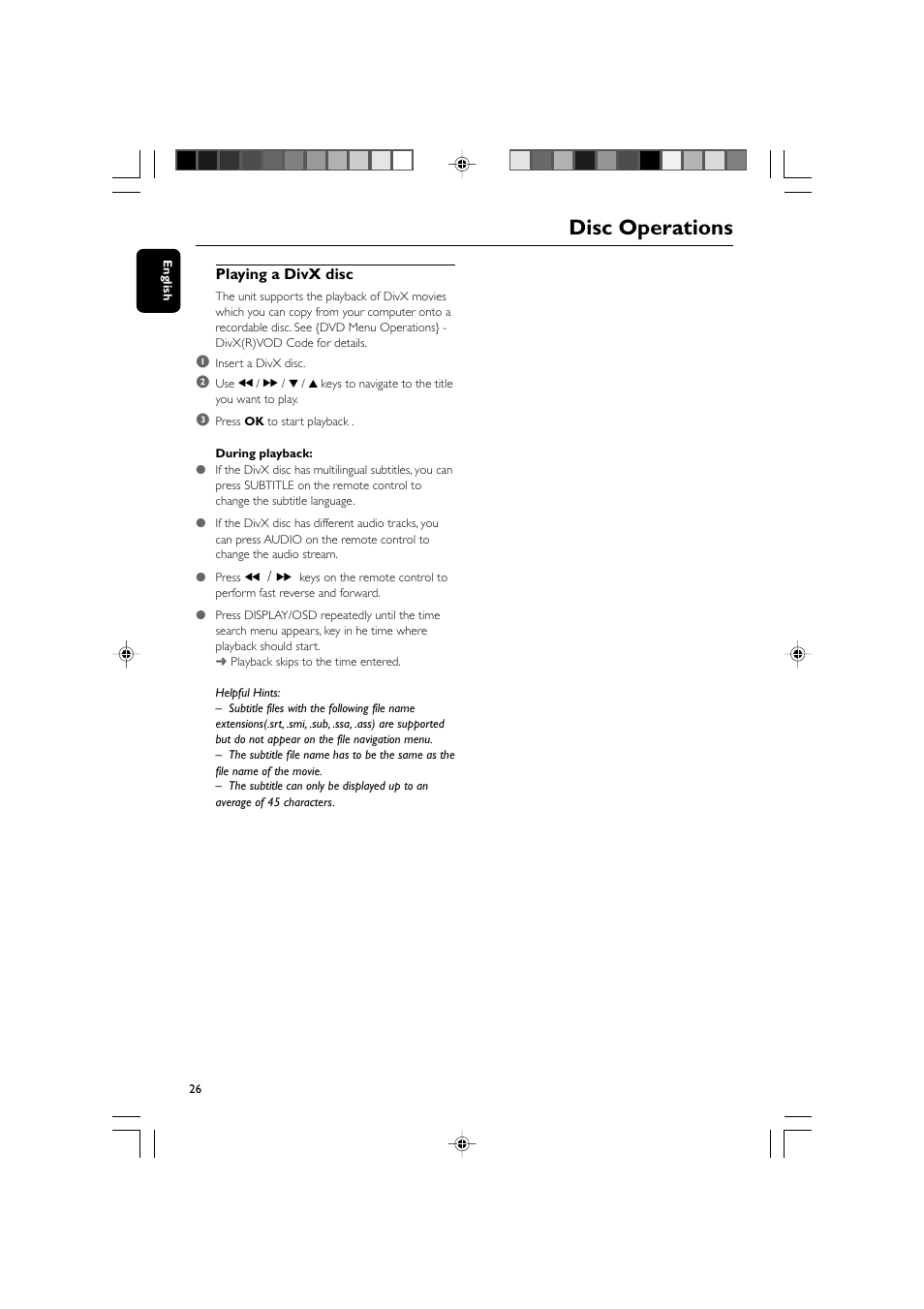 Disc operations | Philips MCD139BDVD User Manual | Page 26 / 37