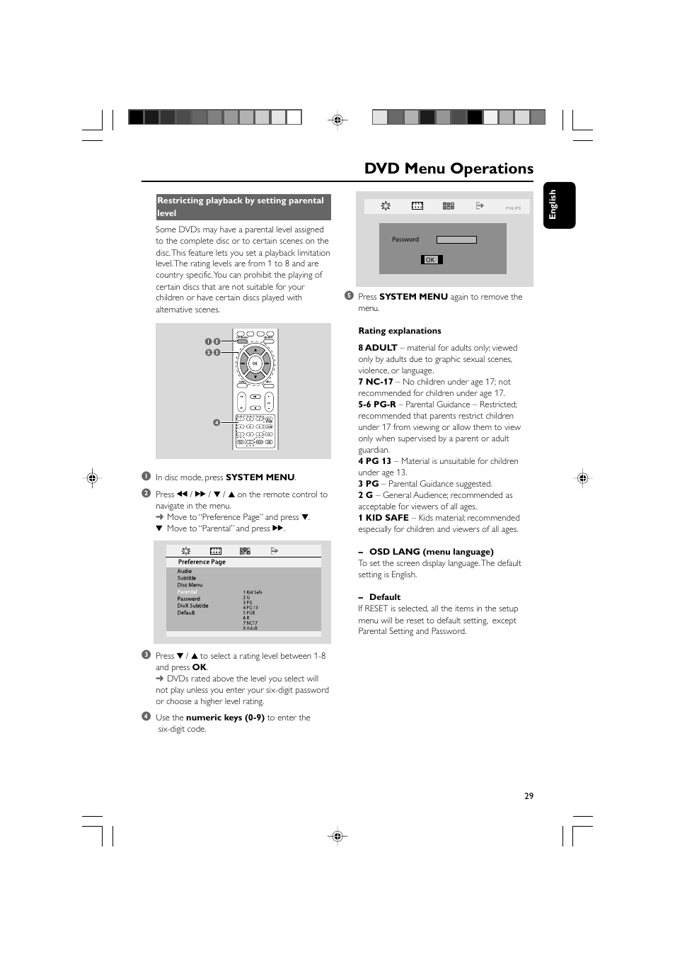 Dvd menu operations | Philips MCD139BDVD User Manual | Page 29 / 37