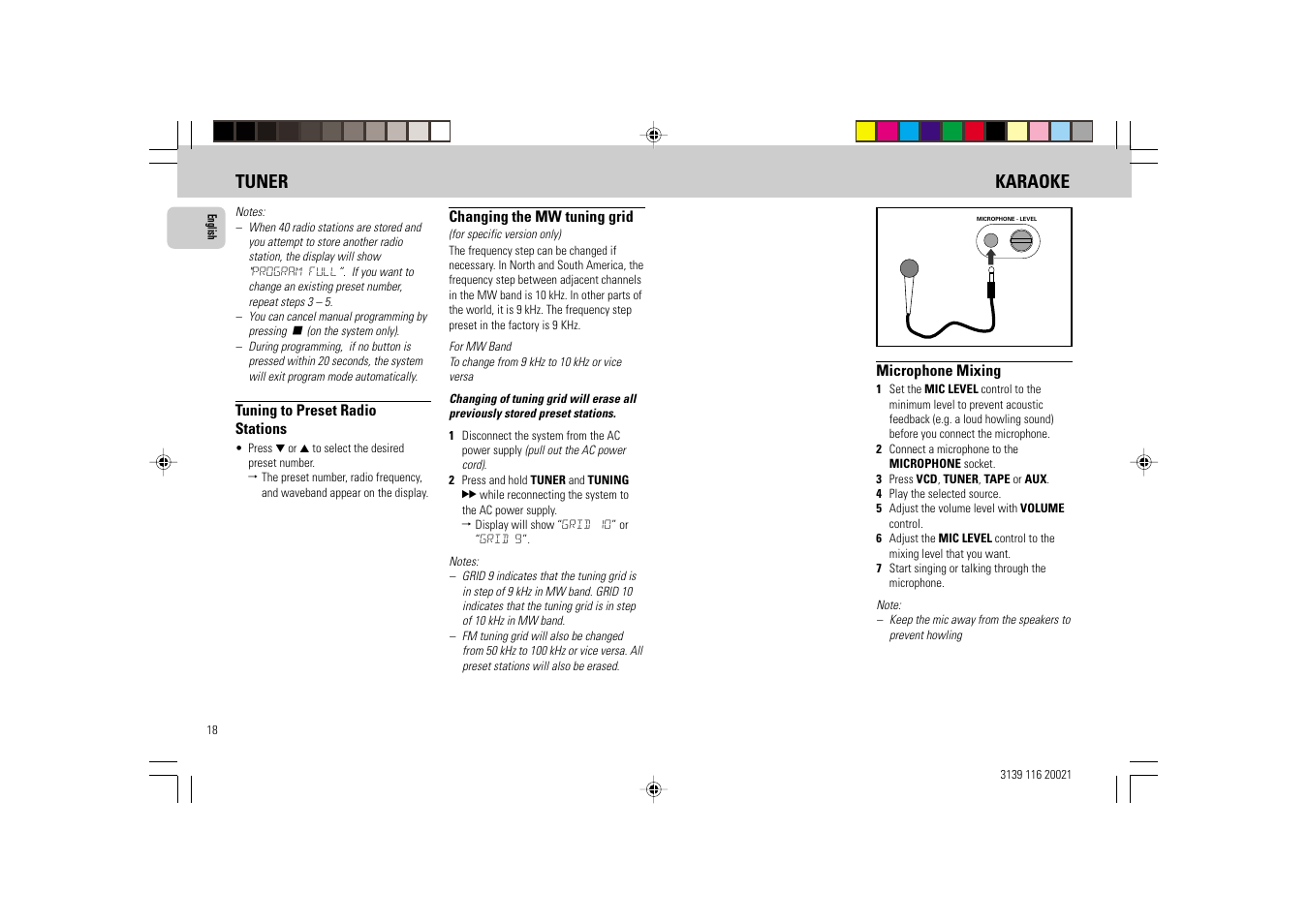 Tuner karaoke | Philips FW-V28 User Manual | Page 18 / 26