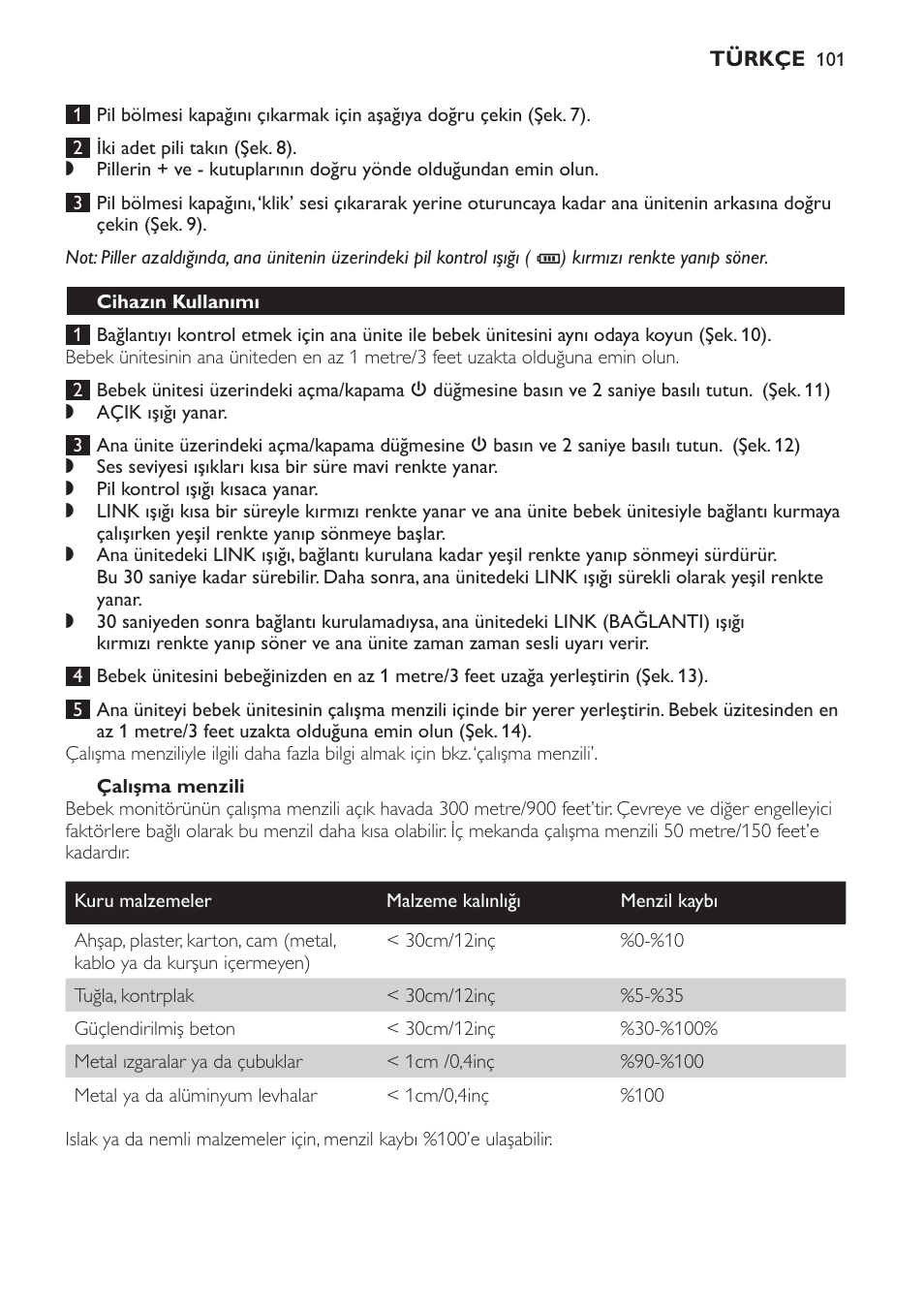 Çalışma menzili, Cihazın kullanımı, Özellikler | Hoparlör ses seviyesinin ayarlanması | Philips SCD496 User Manual | Page 101 / 108