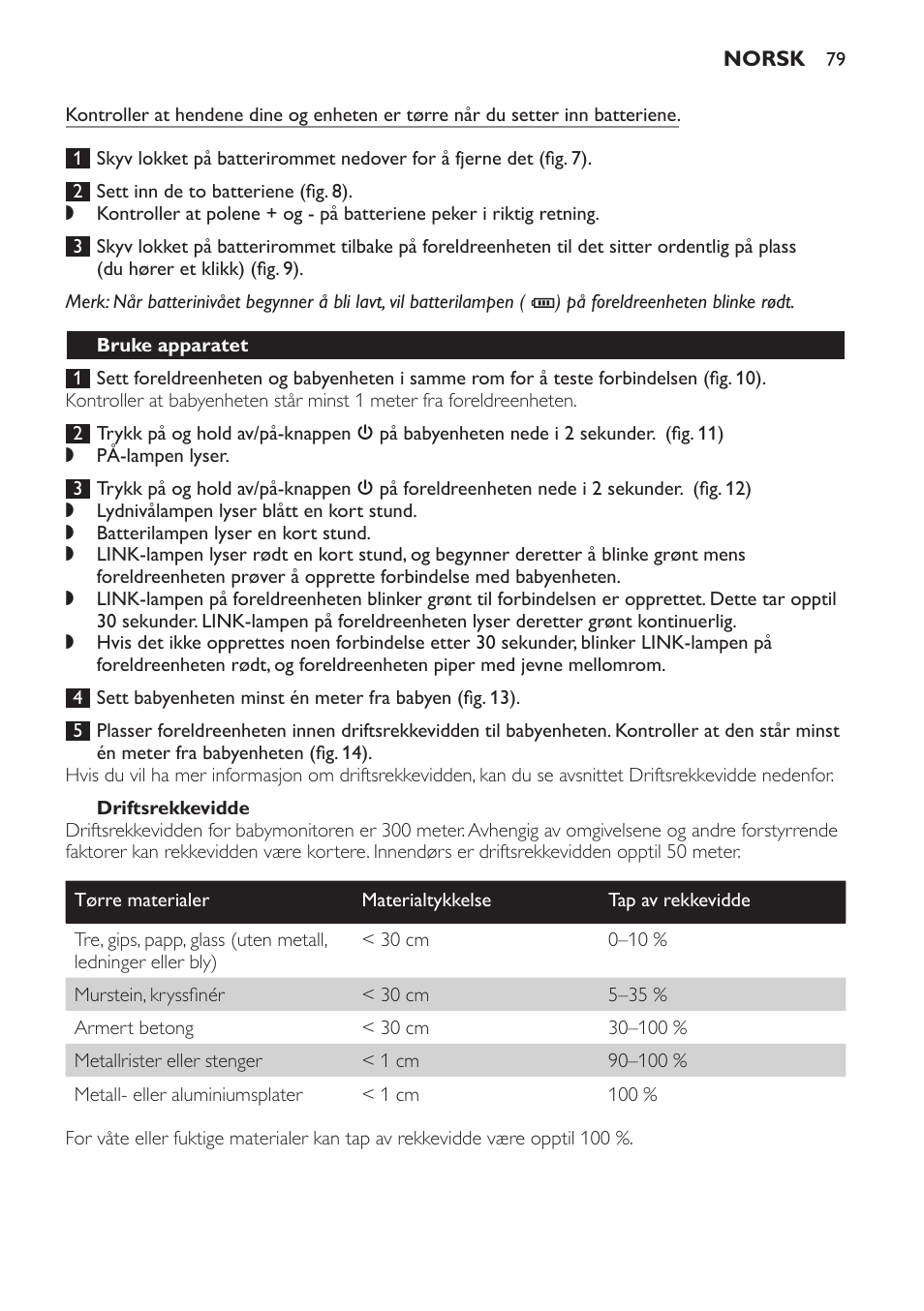 Driftsrekkevidde, Bruke apparatet | Philips SCD496 User Manual | Page 79 / 108