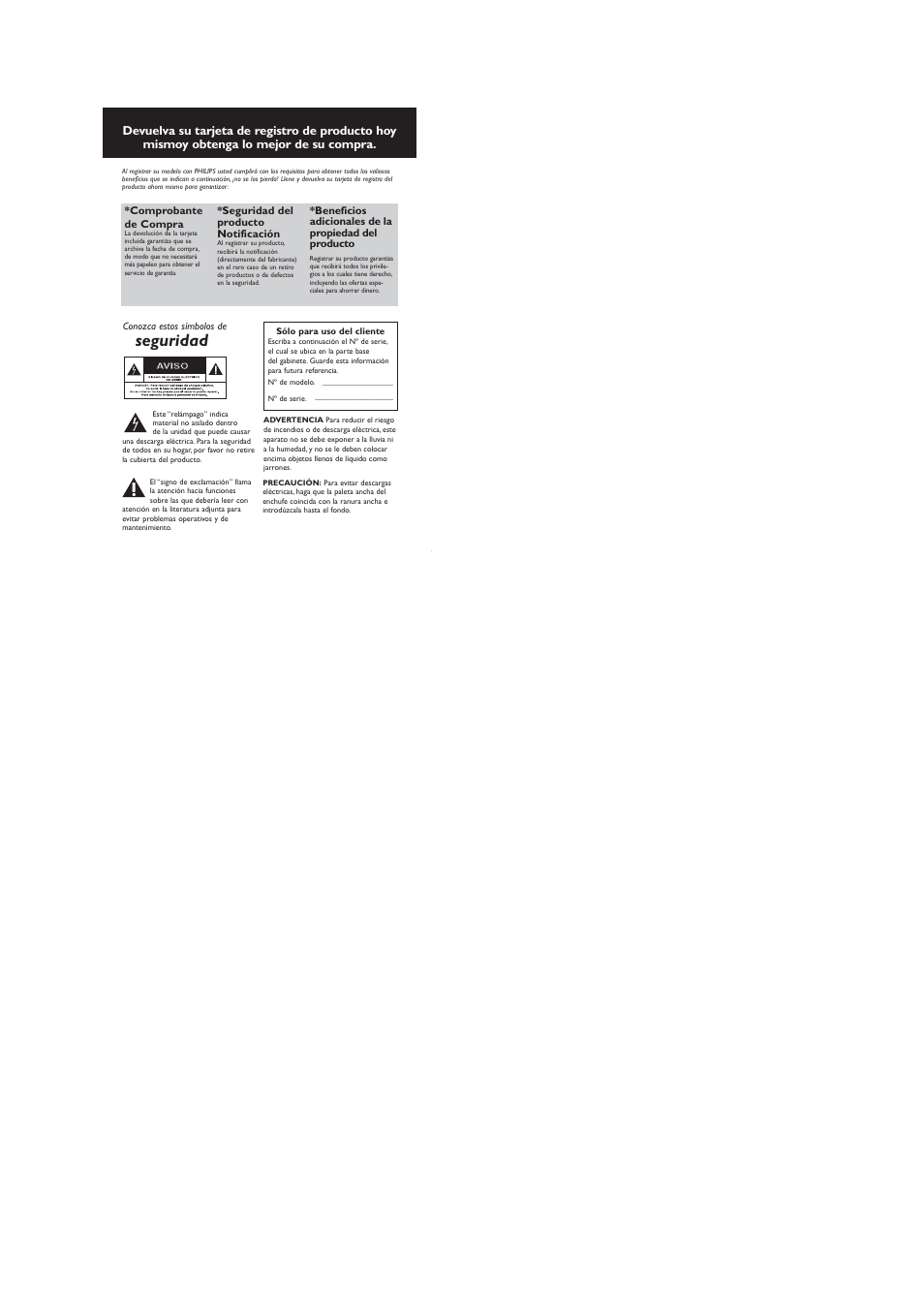Seguridad | Philips AJ100 User Manual | Page 4 / 17