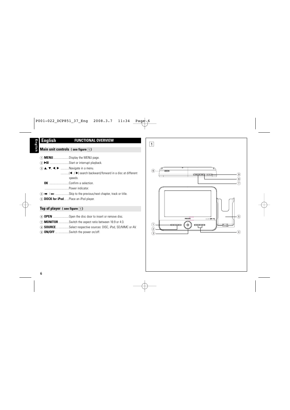 English | Philips DCP951 User Manual | Page 6 / 23