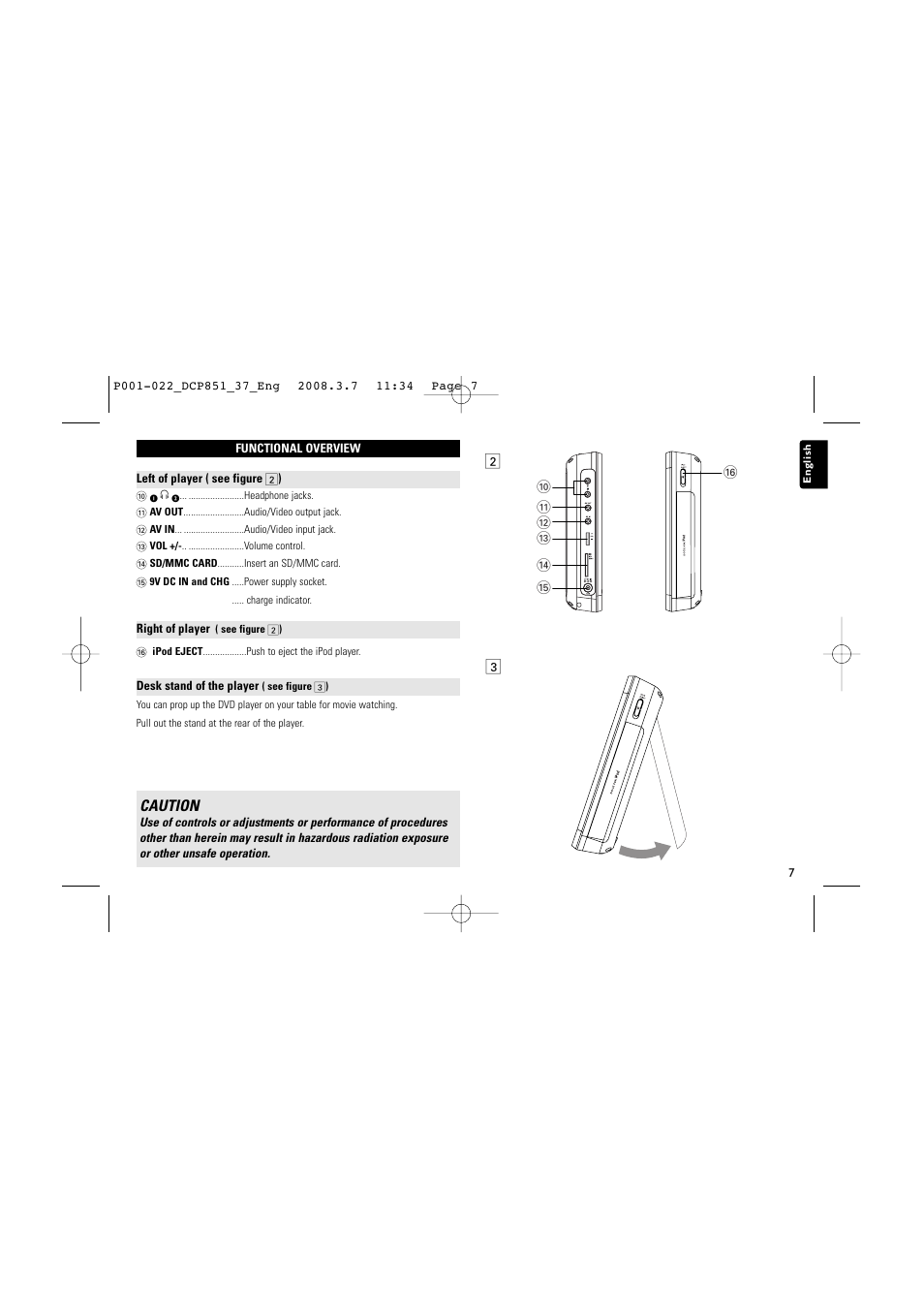 Caution | Philips DCP951 User Manual | Page 7 / 23