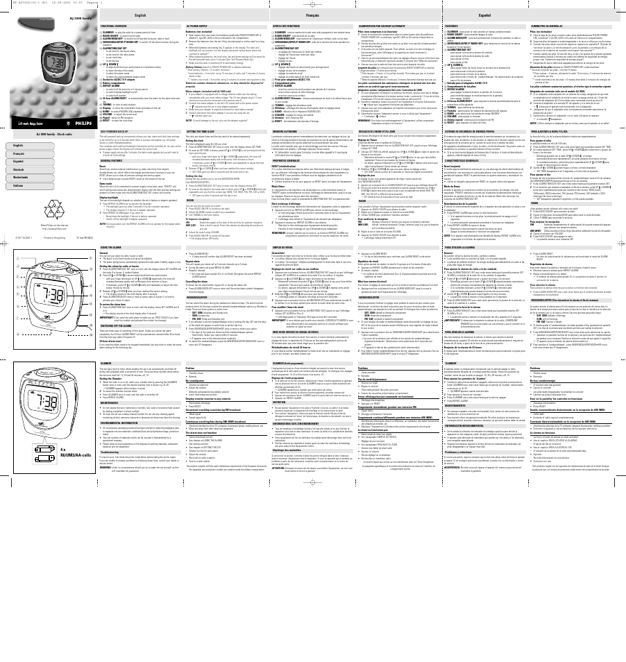 Philips AJ 3000 Family User Manual | 2 pages