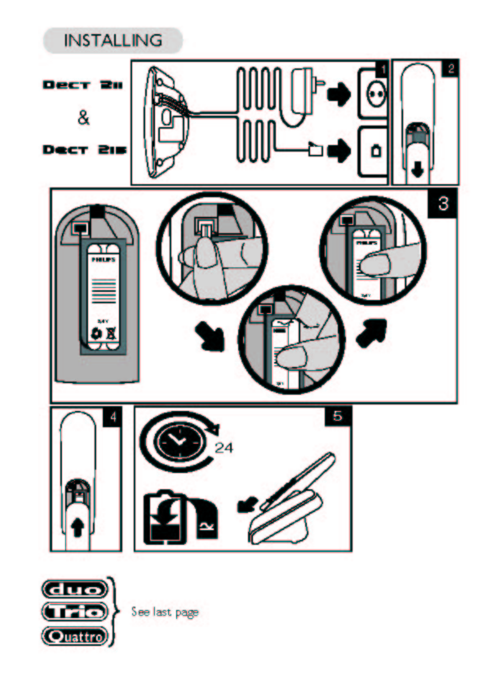 Installing | Philips DECT 215 User Manual | Page 2 / 20