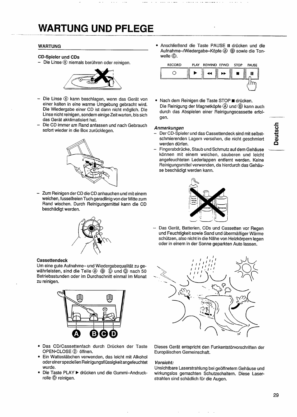 Wartung und pflege | Philips AZ 8040 User Manual | Page 11 / 15