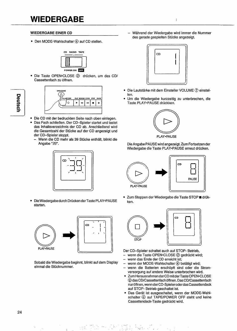 Wiedergabe | Philips AZ 8040 User Manual | Page 6 / 15