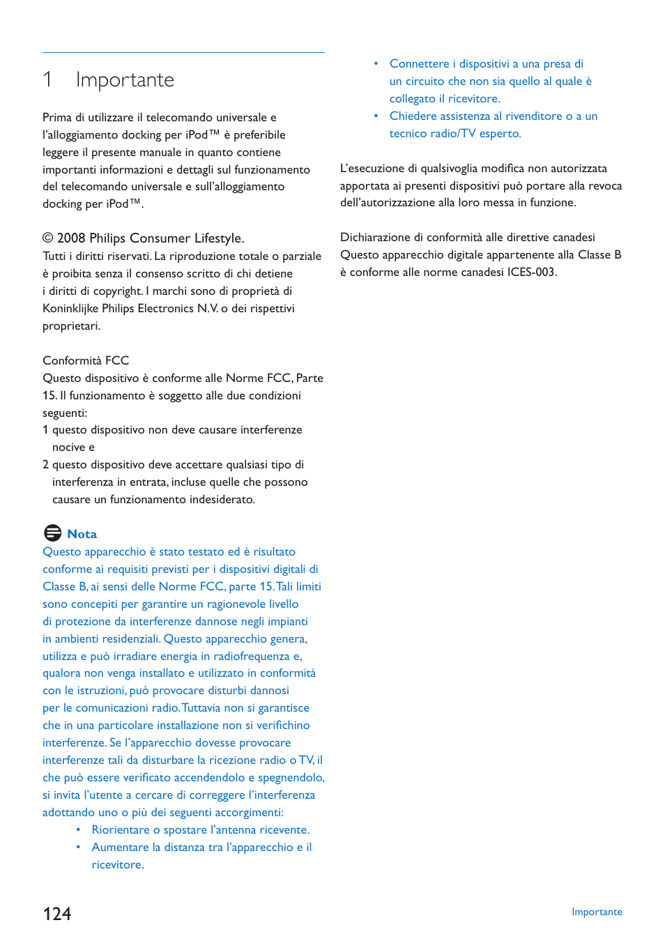 1 importante | Philips SJM3152 User Manual | Page 124 / 338