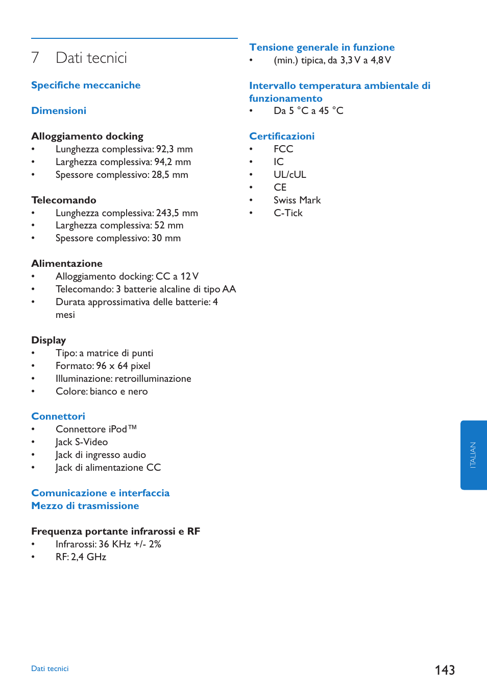 7 dati tecnici | Philips SJM3152 User Manual | Page 143 / 338