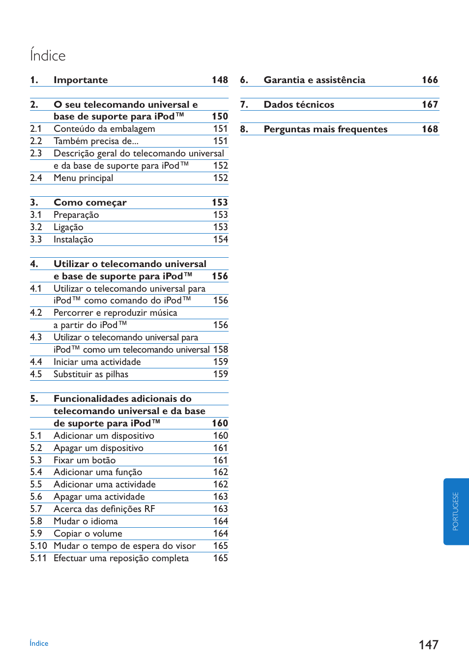 Índice | Philips SJM3152 User Manual | Page 147 / 338