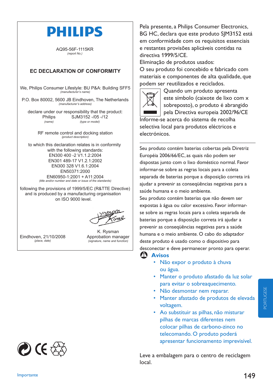 Philips SJM3152 User Manual | Page 149 / 338