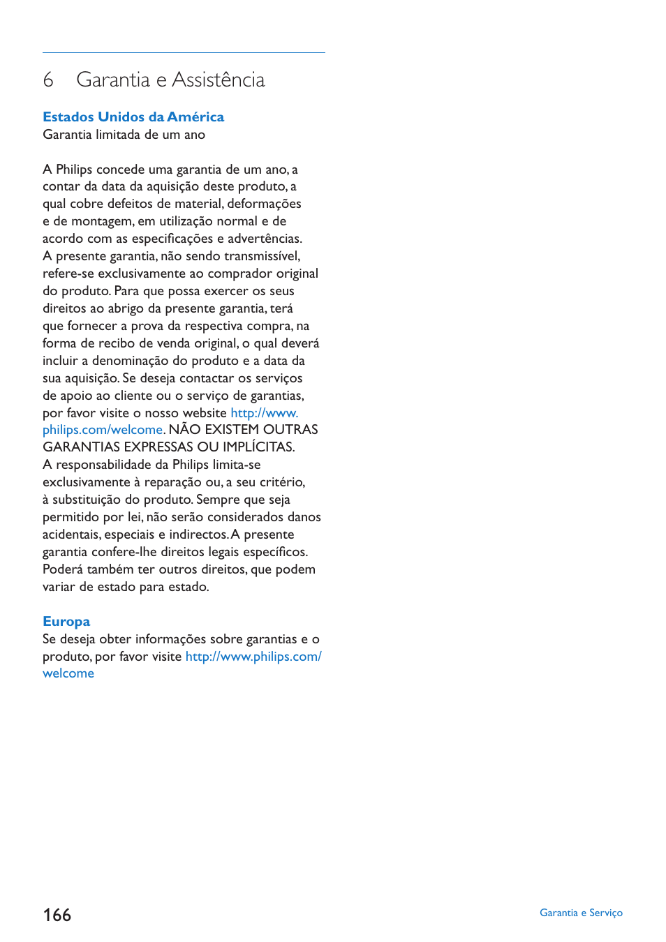 6 garantia e assistência | Philips SJM3152 User Manual | Page 166 / 338