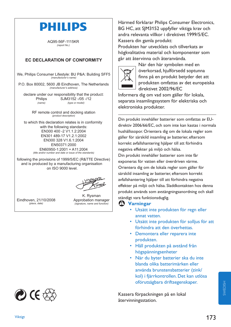 Philips SJM3152 User Manual | Page 173 / 338