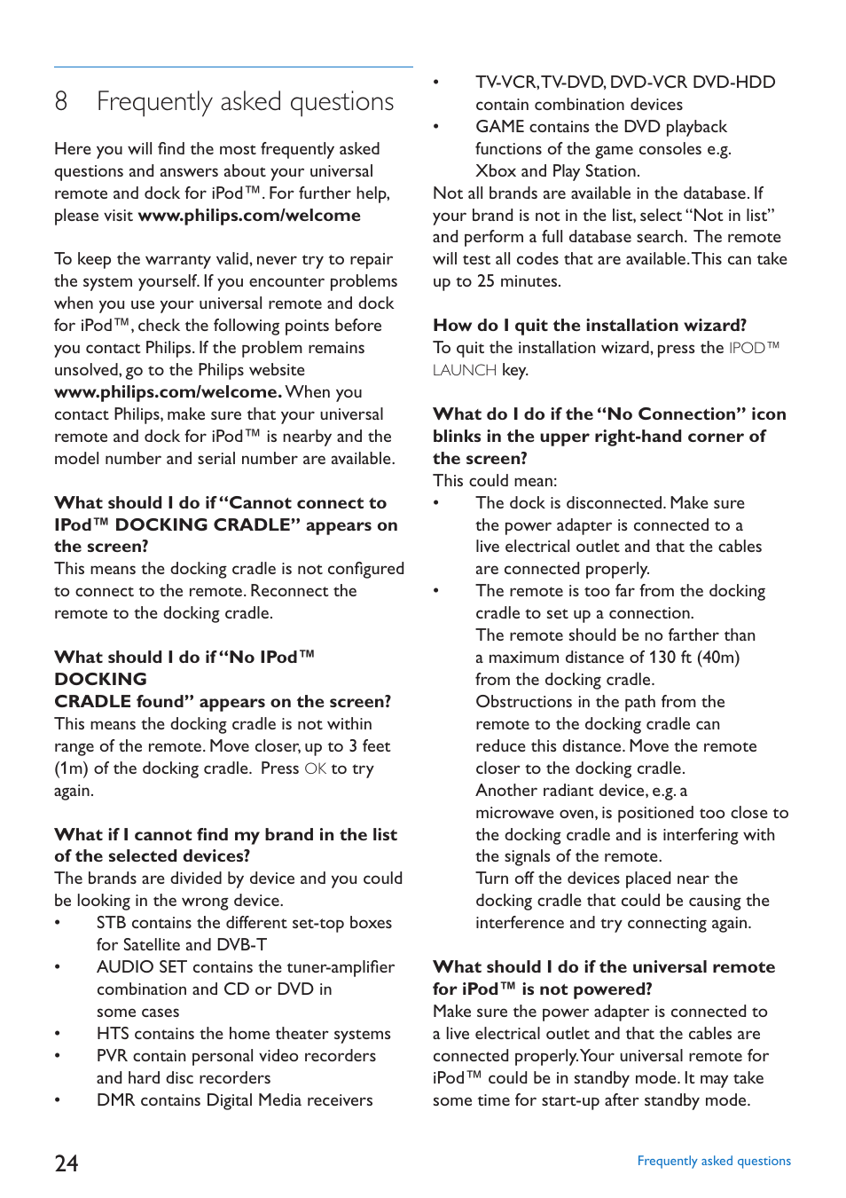 8 frequently asked questions | Philips SJM3152 User Manual | Page 24 / 338