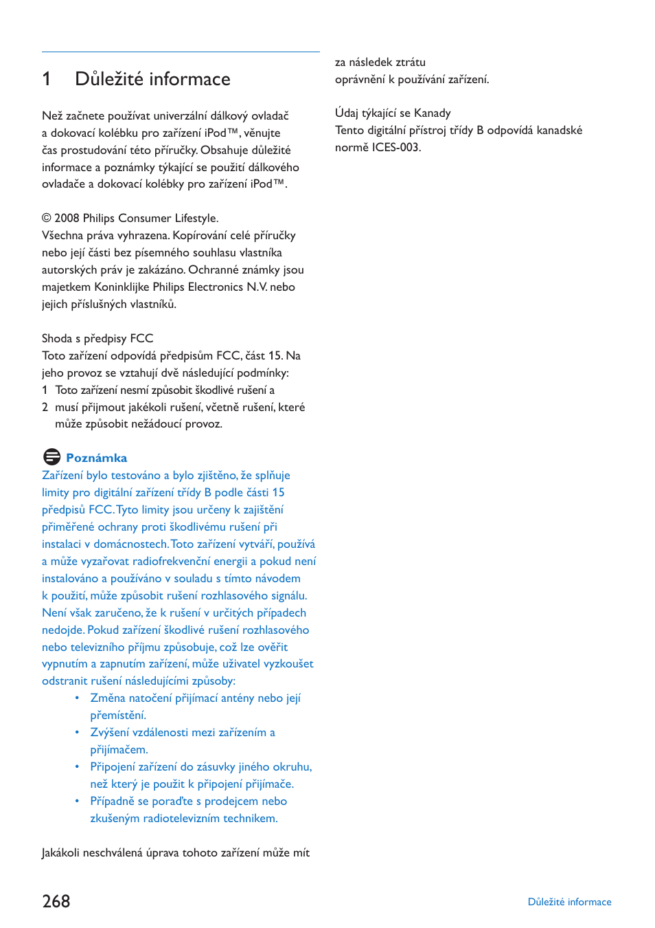 1 důležité informace | Philips SJM3152 User Manual | Page 268 / 338