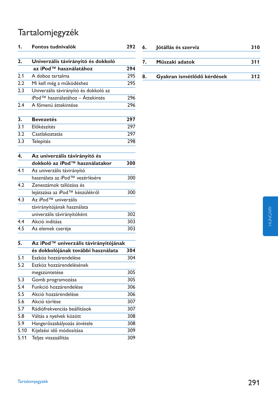 Tartalomjegyzék | Philips SJM3152 User Manual | Page 291 / 338