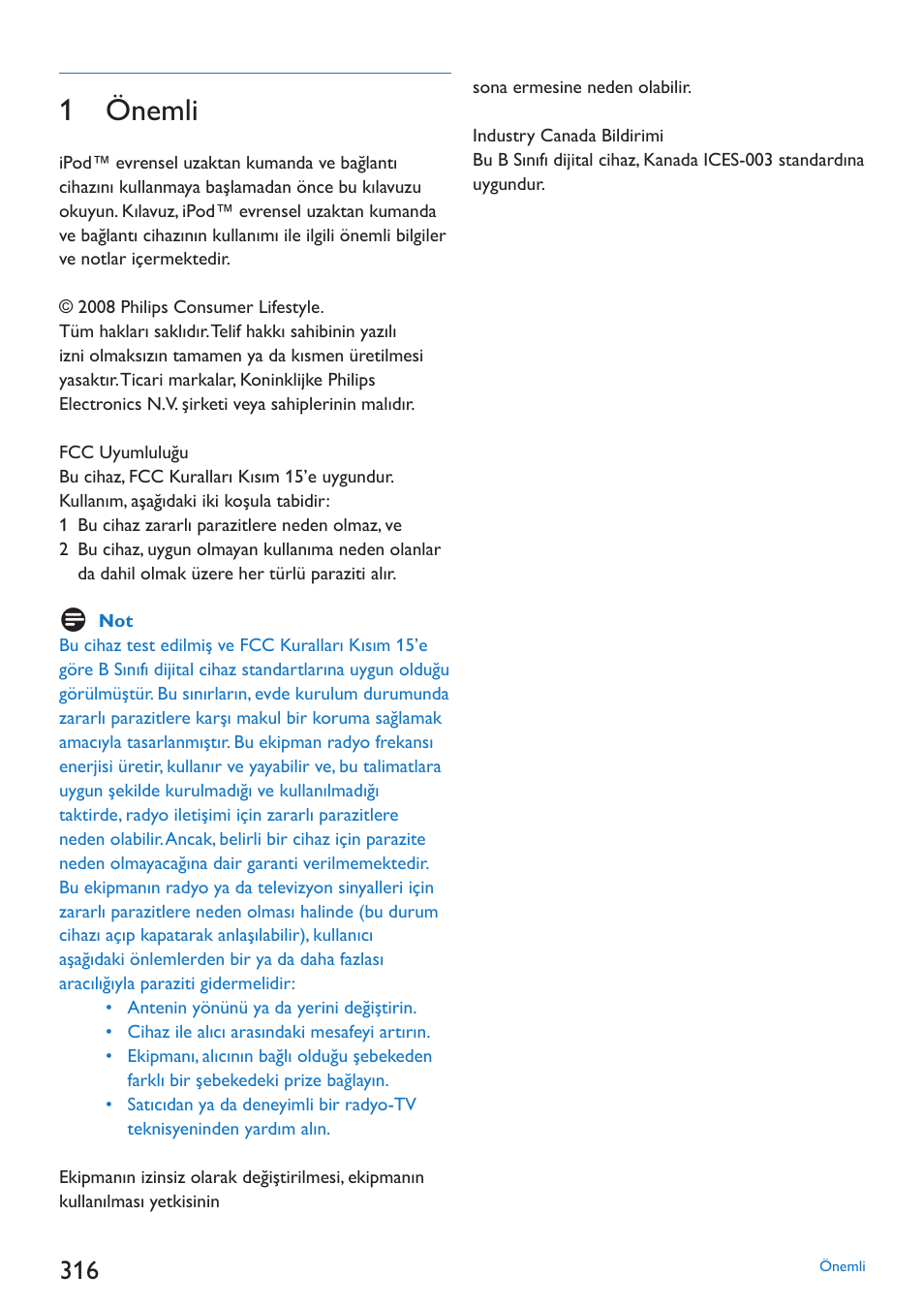 1 önemli | Philips SJM3152 User Manual | Page 316 / 338