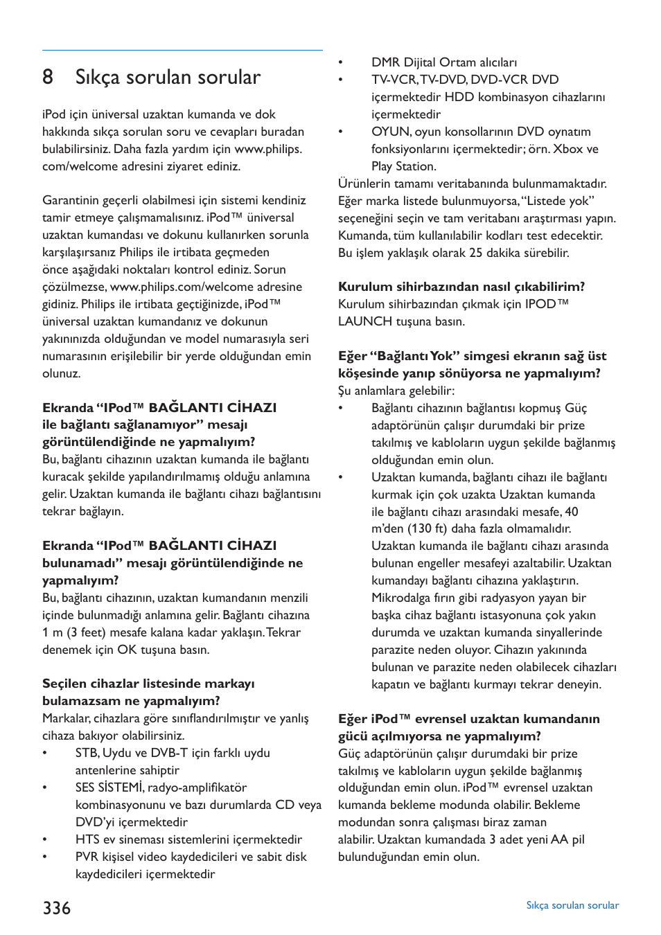 8 sıkça sorulan sorular | Philips SJM3152 User Manual | Page 336 / 338