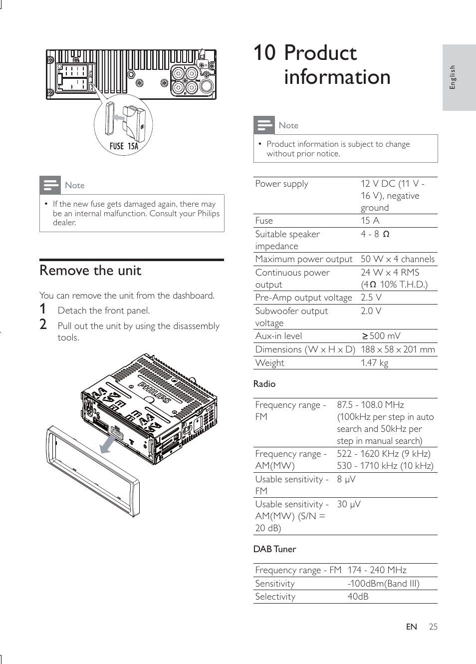 10 product information | Philips CEM3000B User Manual | Page 24 / 27