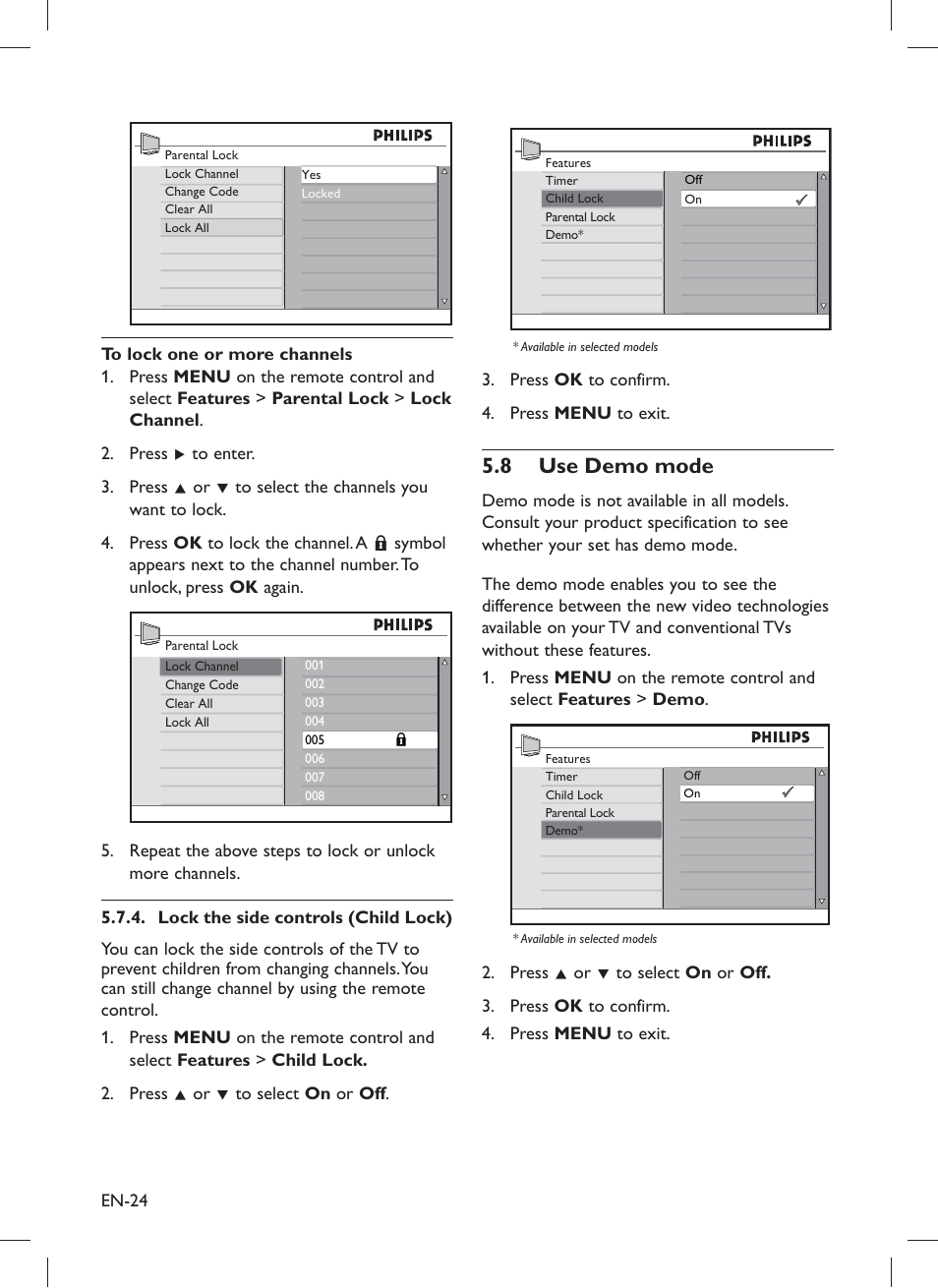 Use de 5.8 mo mode | Philips 32PFL5203 User Manual | Page 26 / 46