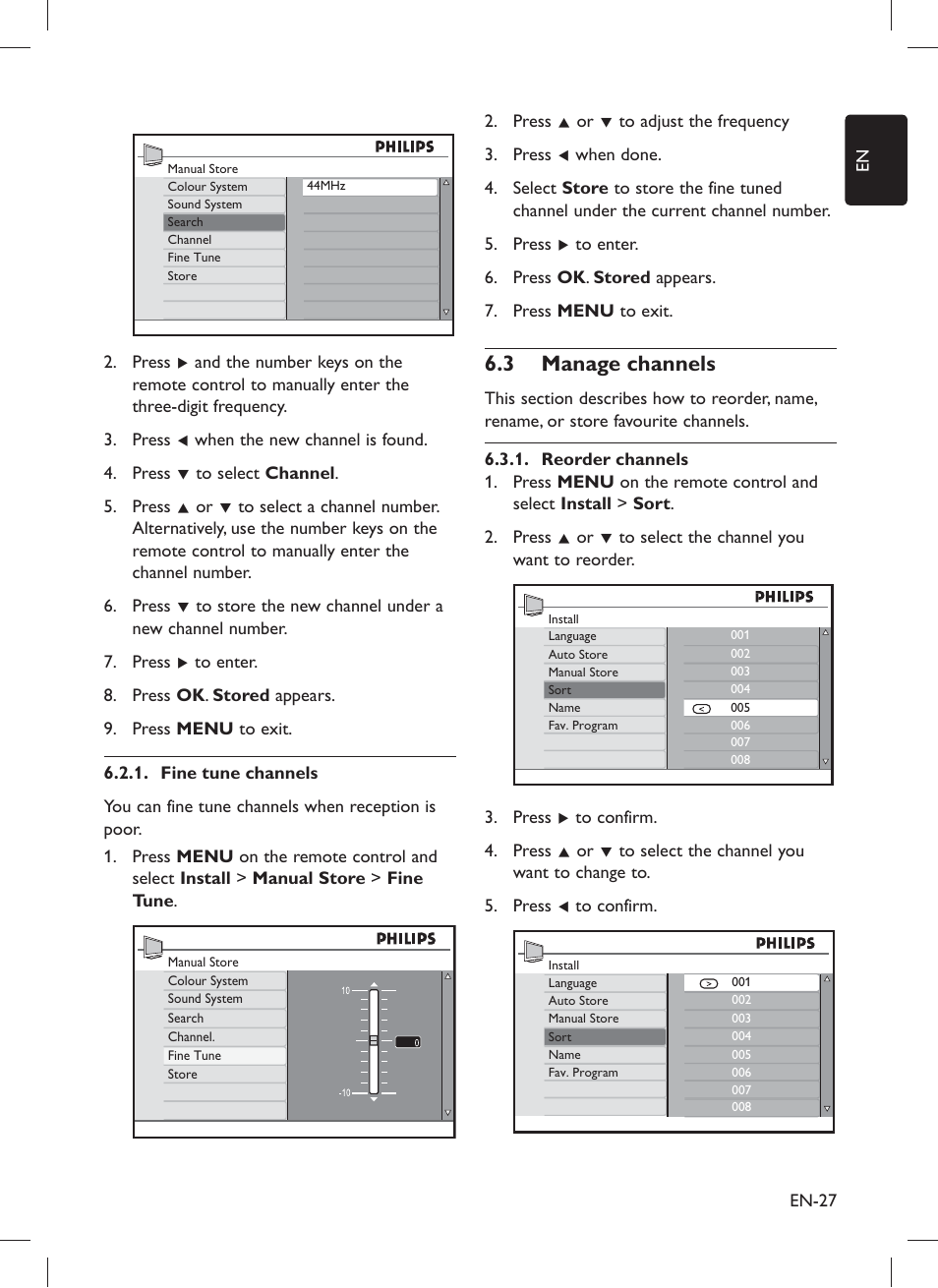 Manage channels 6.3 | Philips 32PFL5203 User Manual | Page 29 / 46