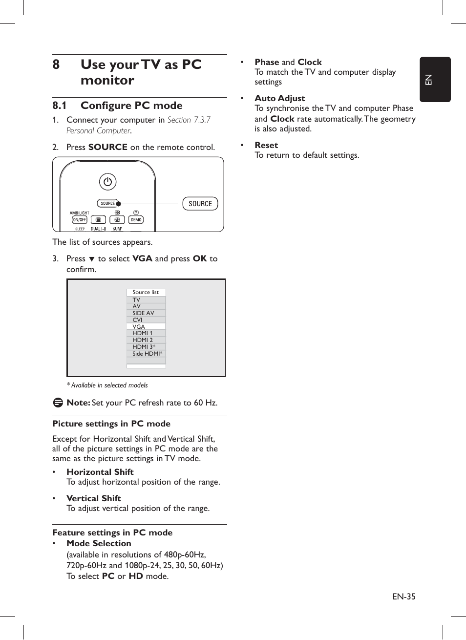 Use your tv as pc 8 monitor | Philips 32PFL5203 User Manual | Page 37 / 46