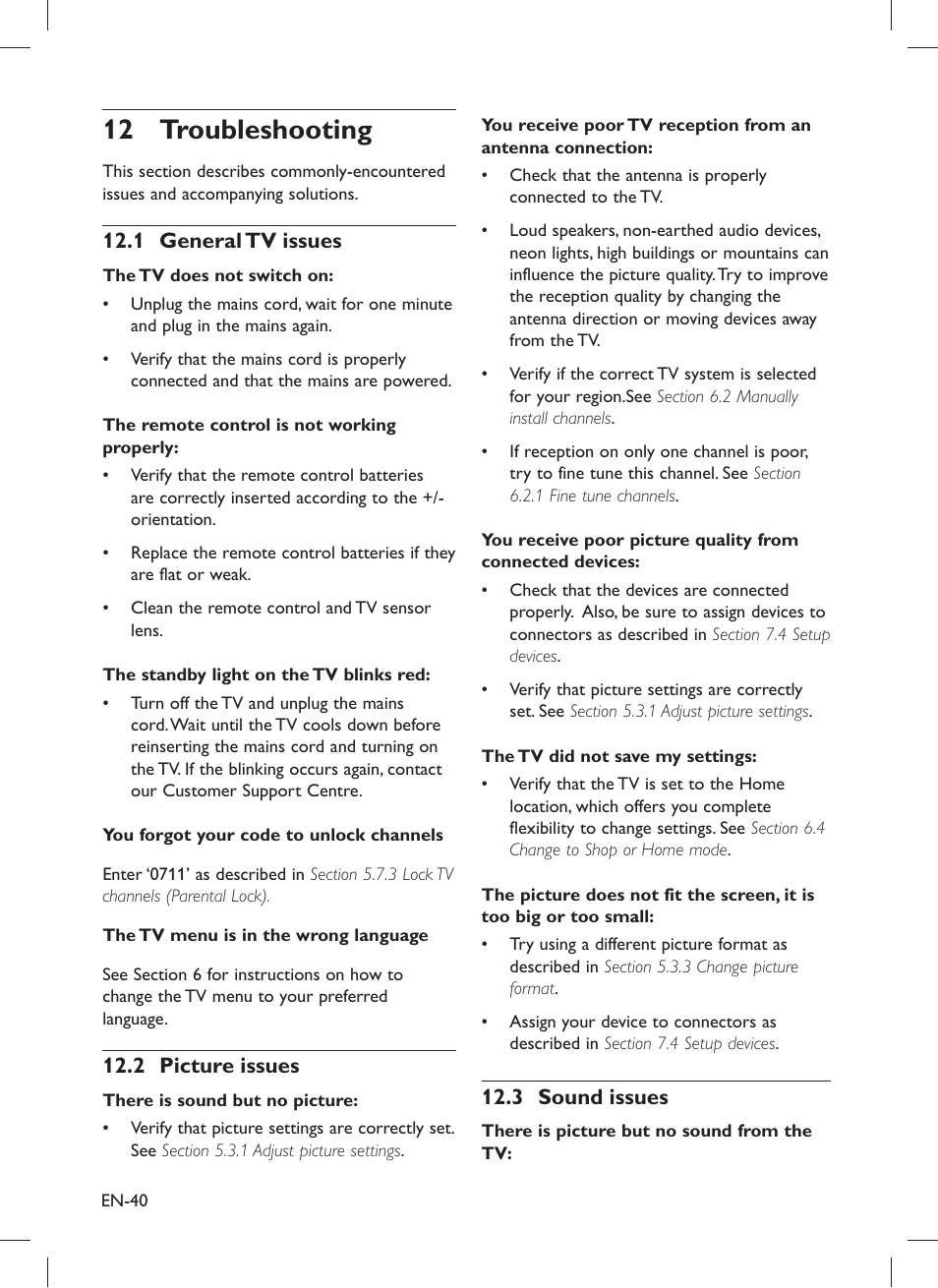 Troubleshooting 12 | Philips 32PFL5203 User Manual | Page 42 / 46