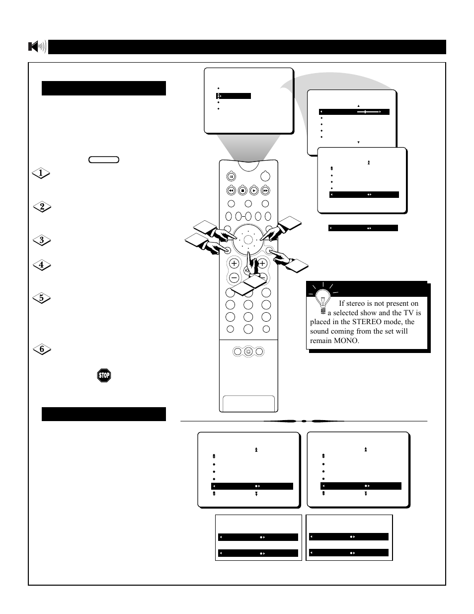 Etting the, Tereo and | Philips 55P8342 User Manual | Page 34 / 60