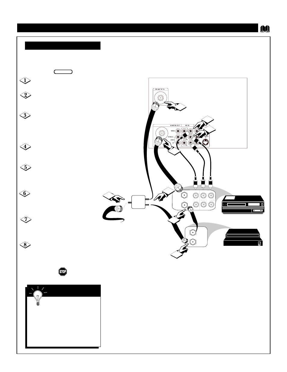 Sing, Onnection, Ptions | Cable box/dbs • vcr • tv | Philips 55P8342 User Manual | Page 53 / 60