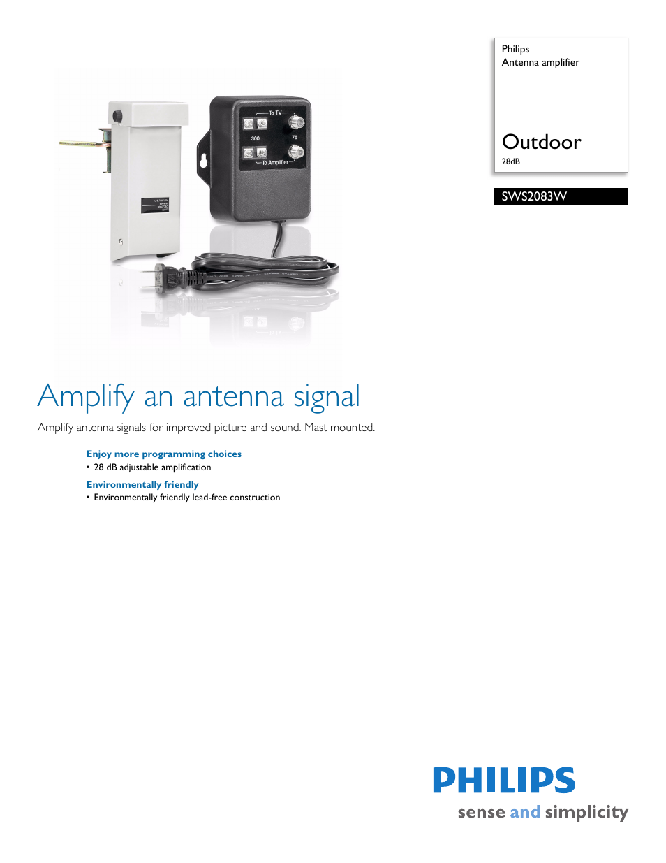 Philips SWS2083W User Manual | 2 pages