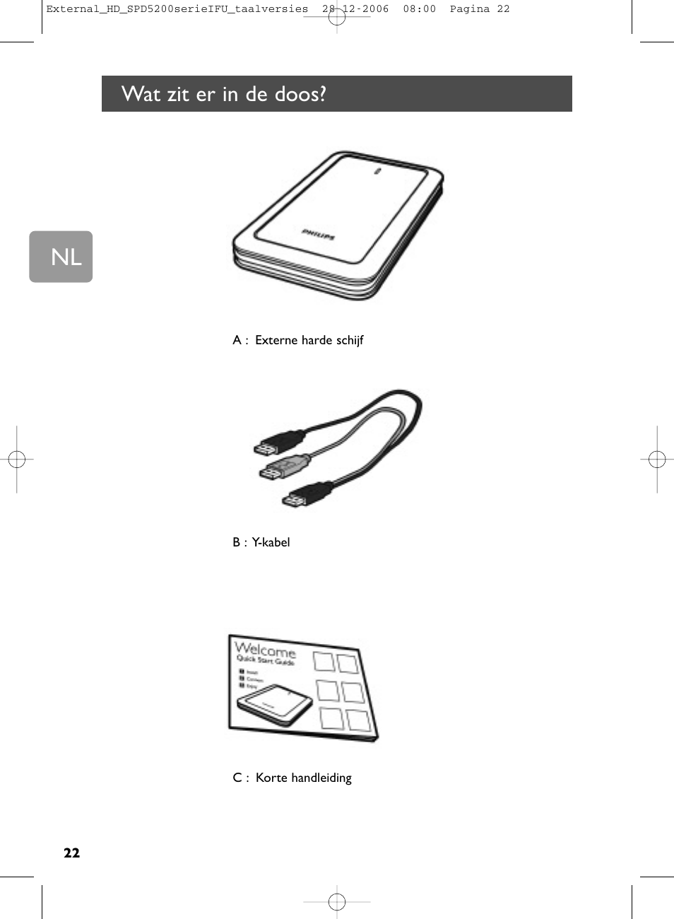 Wat zit er in de doos | Philips SPD5220 User Manual | Page 22 / 51