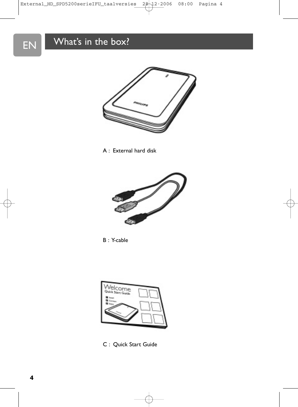 What’s in the box | Philips SPD5220 User Manual | Page 4 / 51