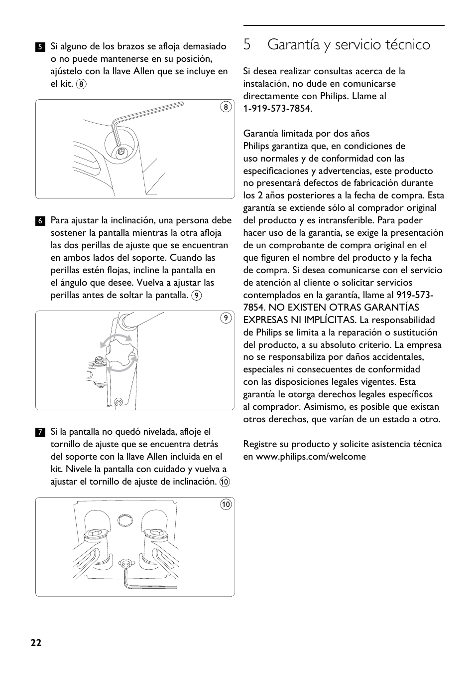 5 garantía y servicio técnico | Philips SQM5562/27 User Manual | Page 22 / 24