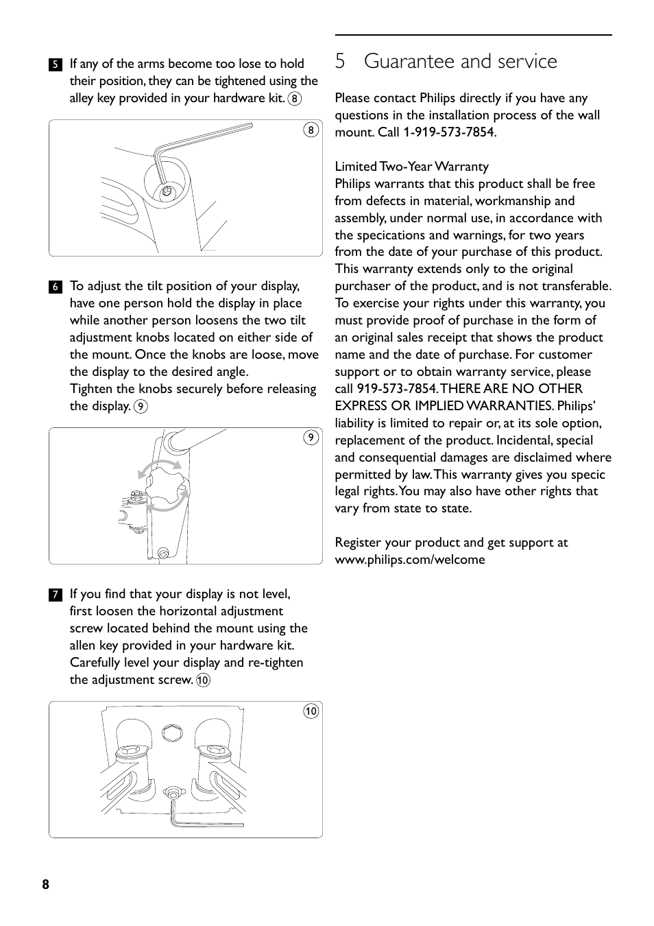 5 guarantee and service | Philips SQM5562/27 User Manual | Page 8 / 24