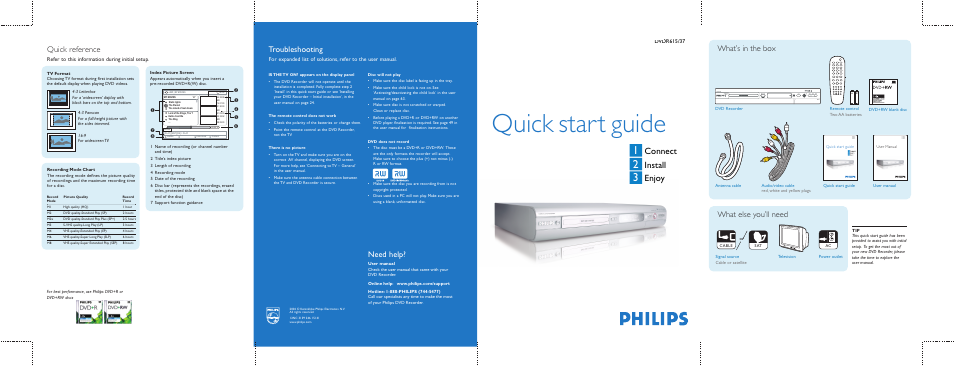 Philips DVDR616 User Manual | 2 pages