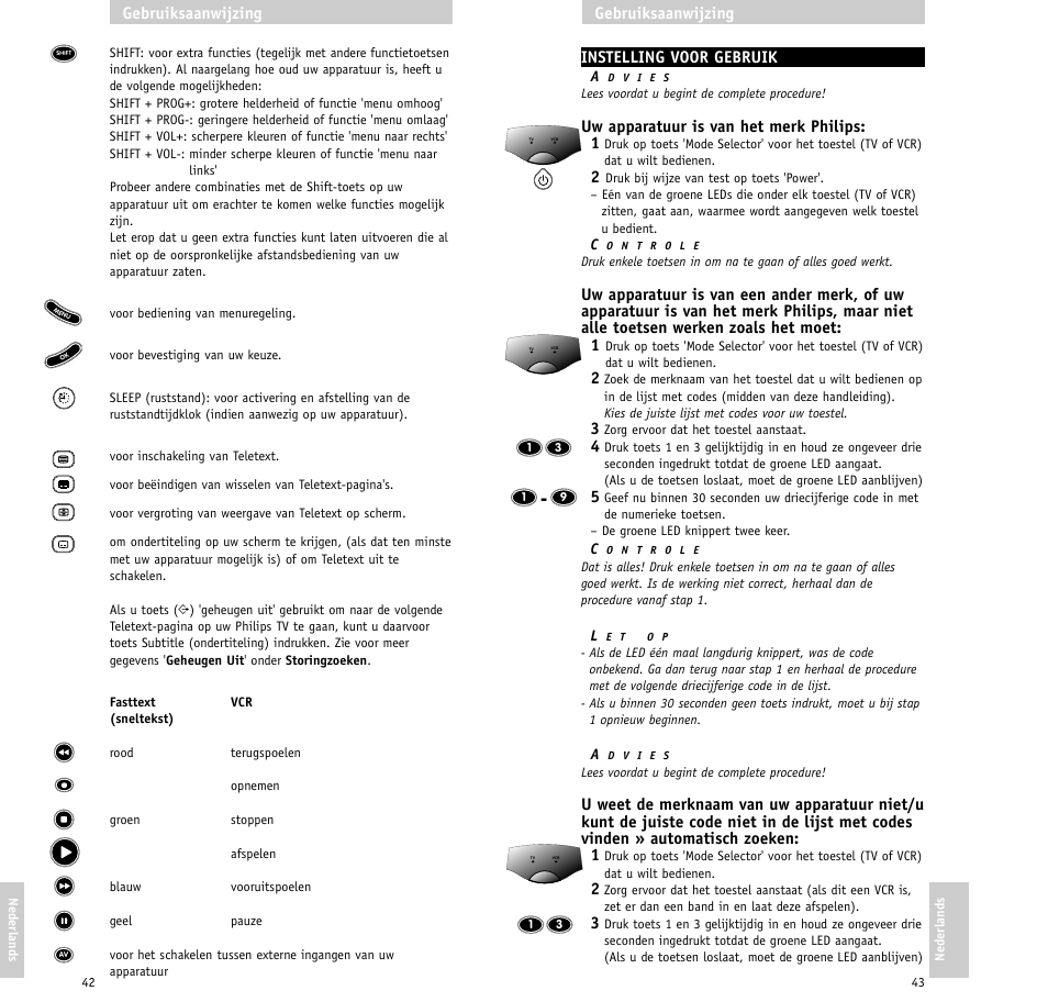 Instelling voor gebruik, Uw apparatuur is van het merk philips: 1, Gebruiksaanwijzing | Philips SBC RU620/00 User Manual | Page 22 / 30