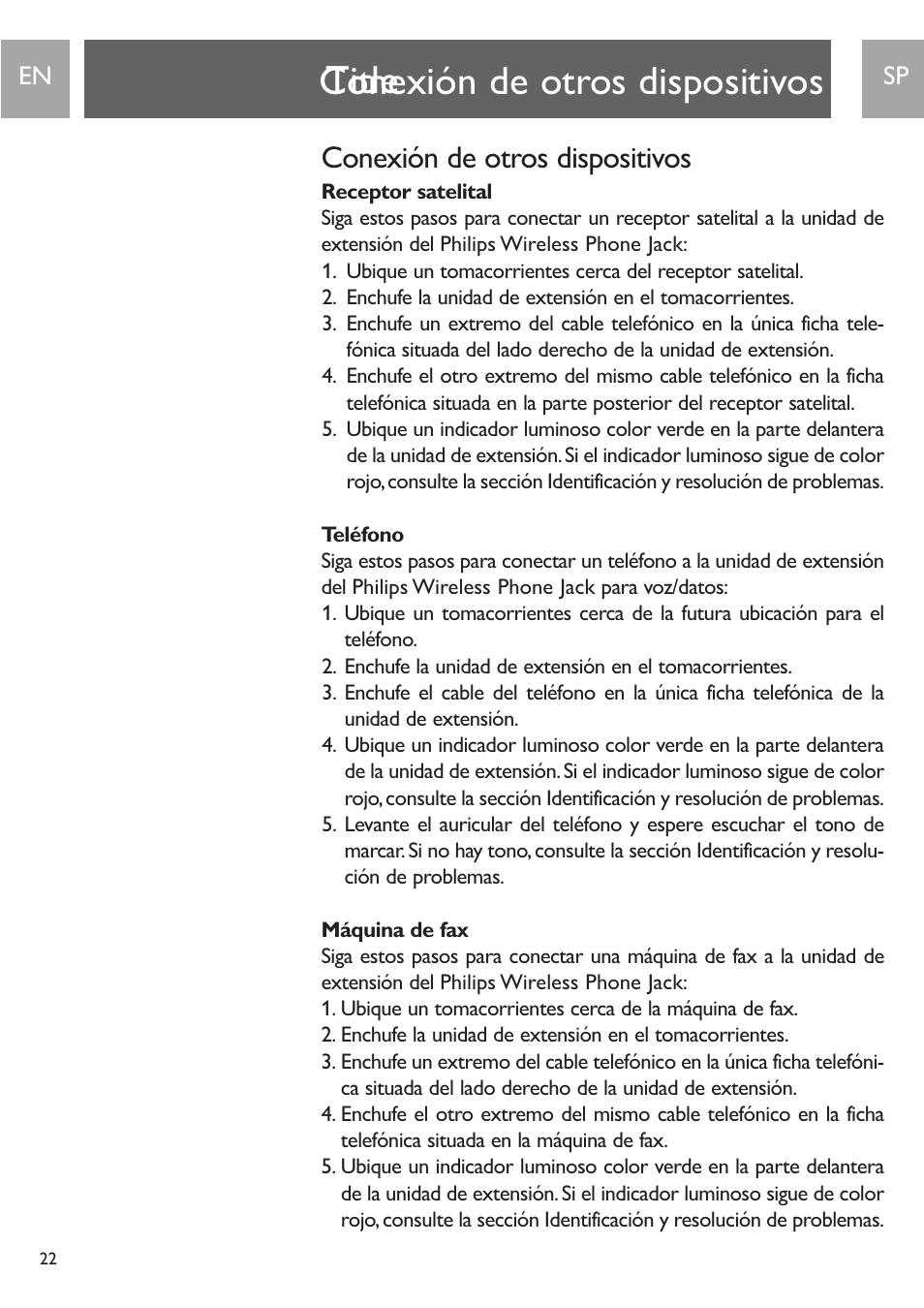 Title, Conexión de otros dispositivos | Philips PH0900L User Manual | Page 22 / 29