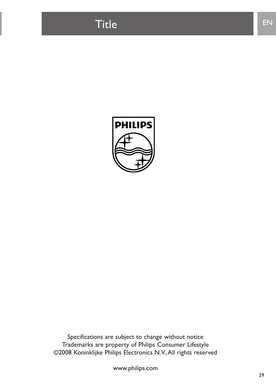 Title | Philips PH0900L User Manual | Page 29 / 29