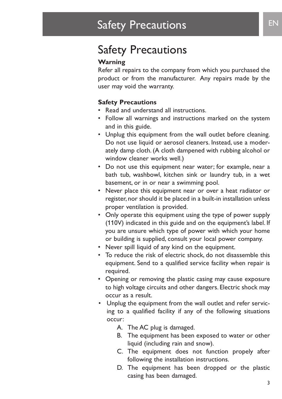 Safety precautions | Philips PH0900L User Manual | Page 3 / 29