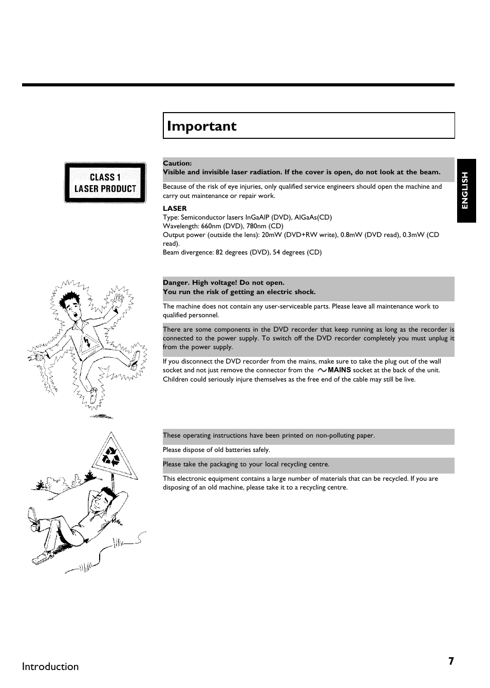 Important, Introduction | Philips DVDR75/021 User Manual | Page 13 / 87