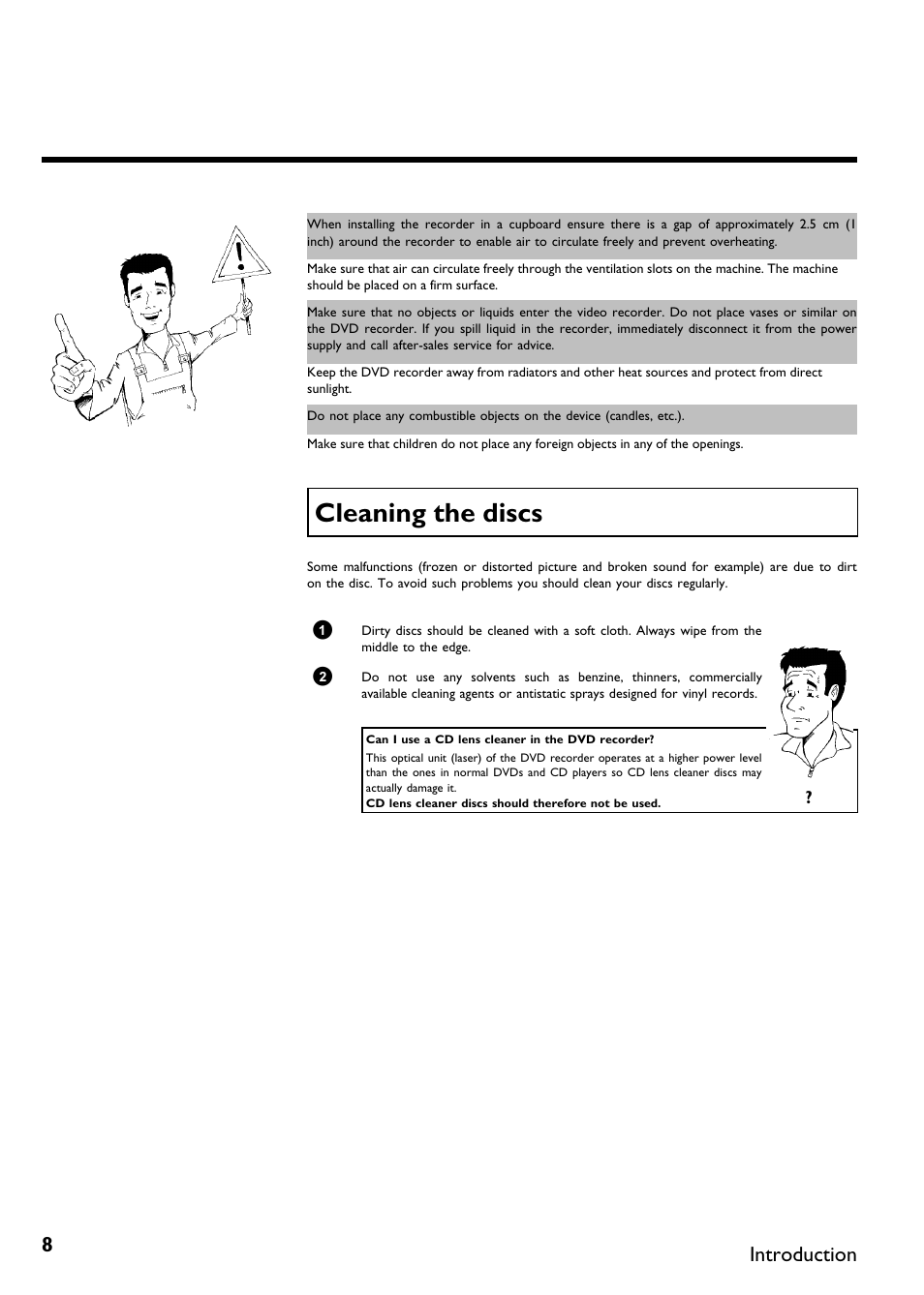 Cleaning the discs, Introduction | Philips DVDR75/021 User Manual | Page 14 / 87
