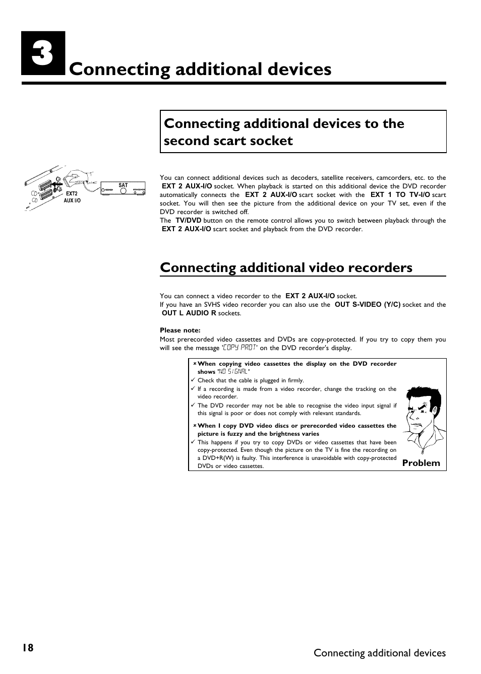 Connecting additionaldevices, Connecting additional video recorders, Connecting additionalvideo recorders | Philips DVDR75/021 User Manual | Page 24 / 87