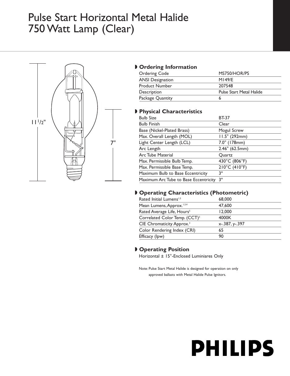 Philips 207548 User Manual | 2 pages