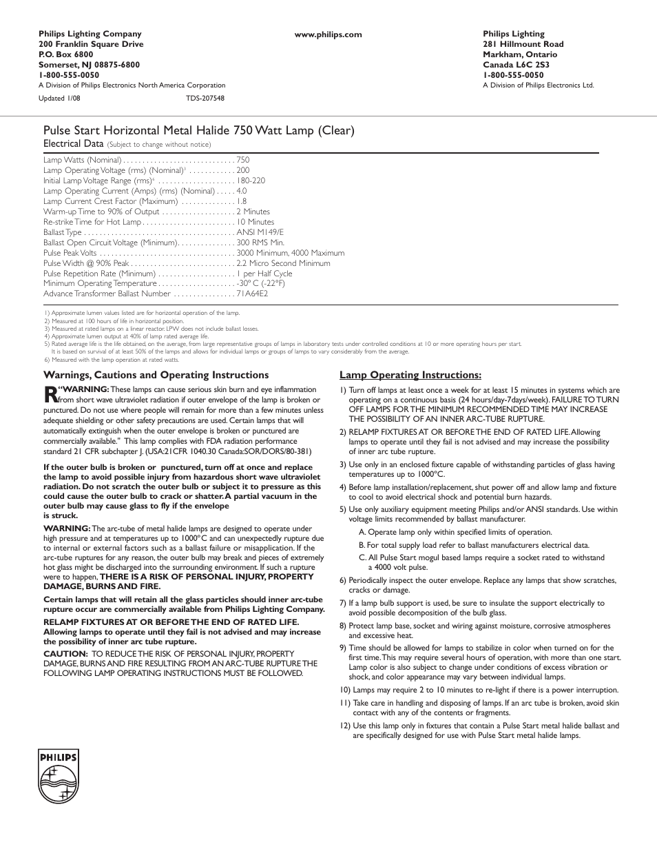 Philips 207548 User Manual | Page 2 / 2